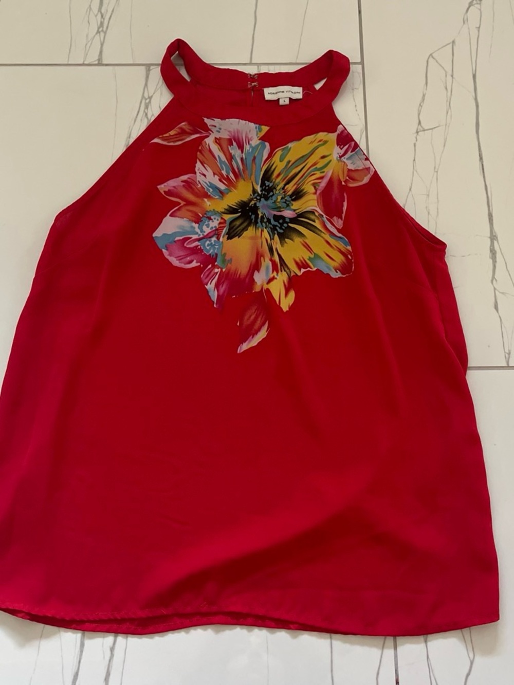 Women’s Red Floral Halter Neck Top